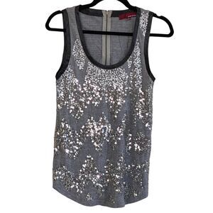 Line & Dot Silver Sequin Faux Leather Accent Tank Top Sz S